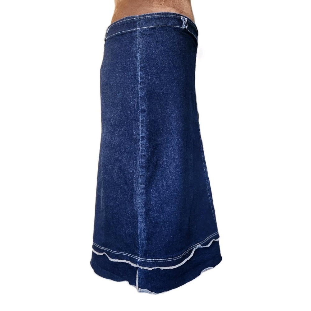 Vintage Y2K Denim Skirt‎ Ruffle Hem Stretch Cello Jeans Womens Juniors - Picture 2 of 7